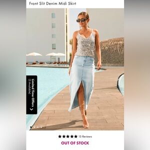 NWOT Boston Proper Light Blue Denim Skirt with Front Slit size 2